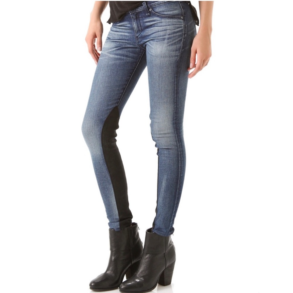 Rag & Bone Jeans Jodhpur Leather Panel Skinny size 24
